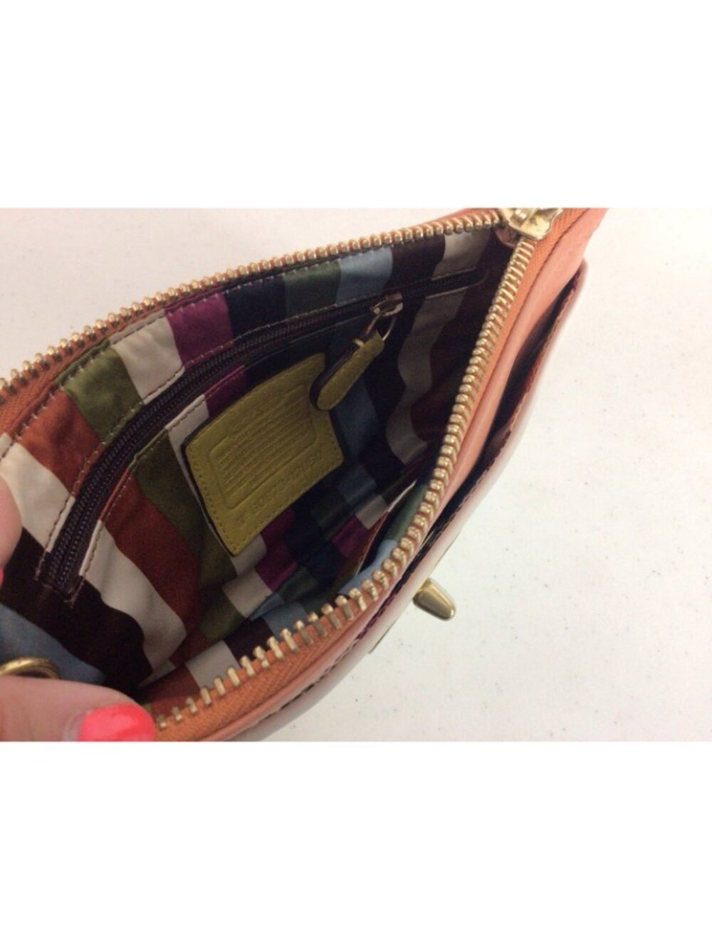 Coach Vintage Legacy Stripe Limited Large Wristlet Clutch Brass Rare - Picture 6 of 9